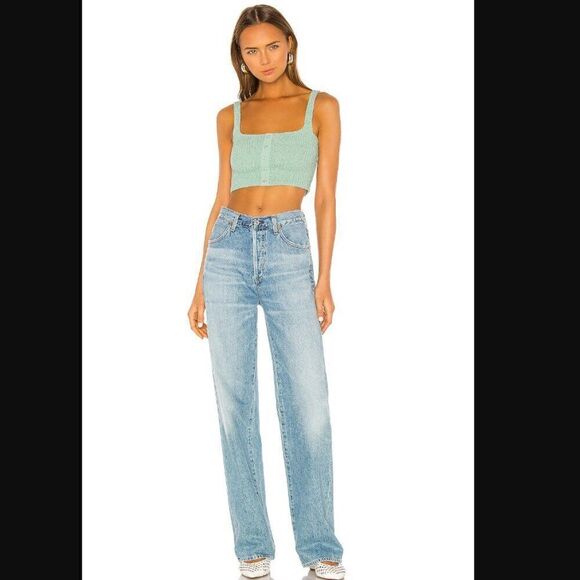 NWT Revolve x Capulet Millie Smocked Crop Top in seafoam | Size XS/P - Picture 4 of 12